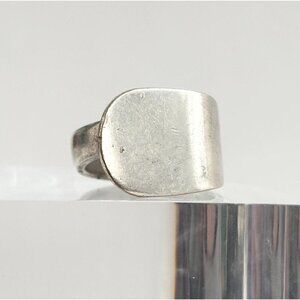 Silver Plated Victor S. Co. A1 Overlay Vintage Modernist Silver T Ring - sz 7.5
